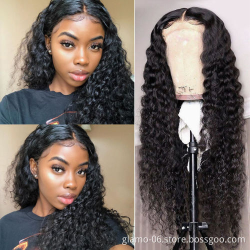 Cheap 100% Natural Wigs For Black Woman Deep Wave Wig 180% Density Perruque Indienne Peruca Lace
